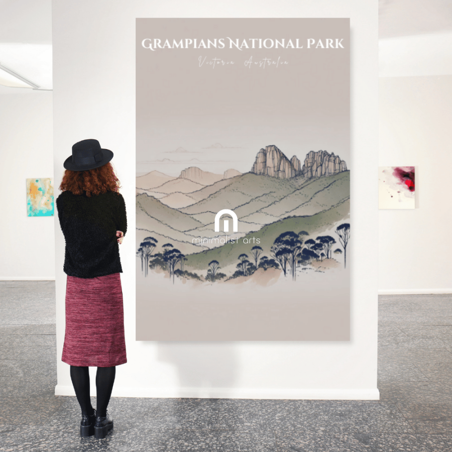 Grampians – Minimalist Mountain Landscape Canvas Wall Art Print Decor Print Material