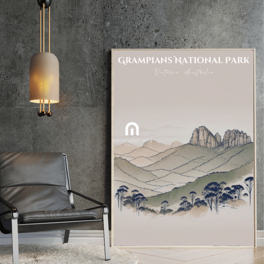 Grampians – Minimalist Mountain Landscape Canvas Wall Art Print Decor Print Material