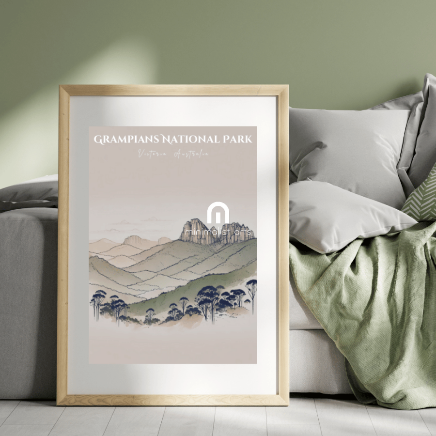 Grampians – Minimalist Mountain Landscape Canvas Wall Art Print Decor Print Material