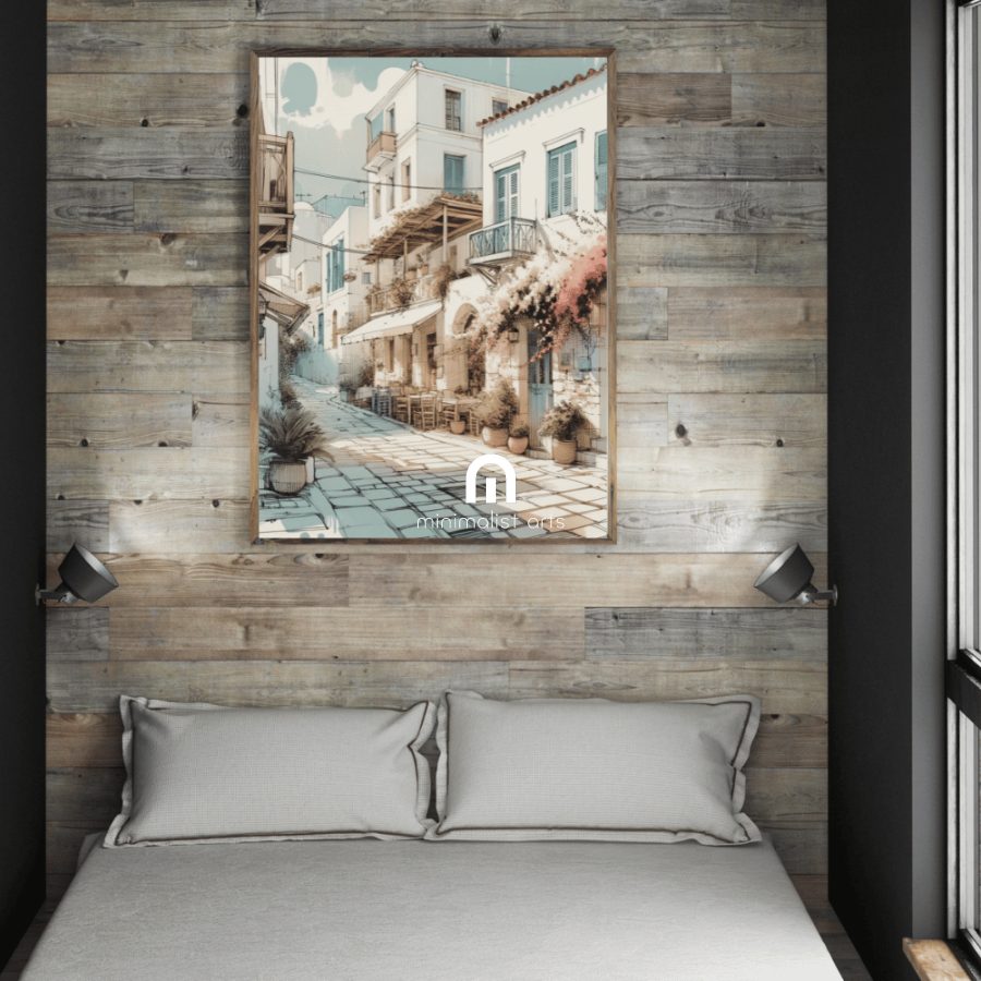 Greek Stroll Greece Street Wall Art Print Print Material