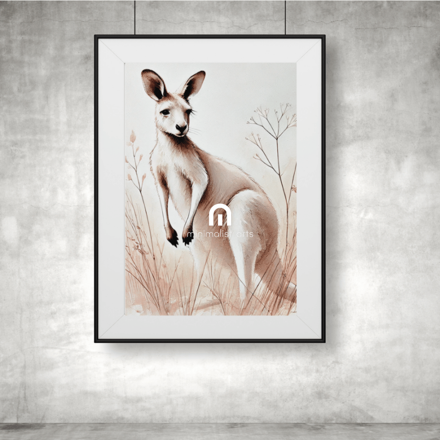 Guardian of the Outback - Kangaroo – Australian Wildlife Canvas Wall Art Print Decor Poster with Hanger / 40x60 cm