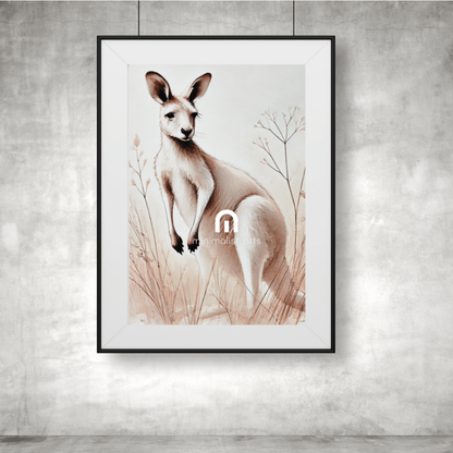 Guardian of the Outback - Kangaroo – Australian Wildlife Canvas Wall Art Print Decor Poster with Hanger / 40x60 cm