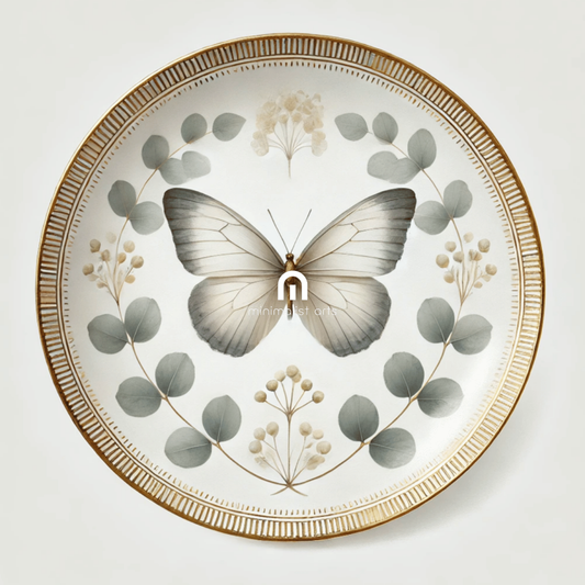 Ivory Whisper and Eucalyptus Butterfly Wall Art | Kitchen Wall Art | Dining Room Wall Art | Vintage Wall Art