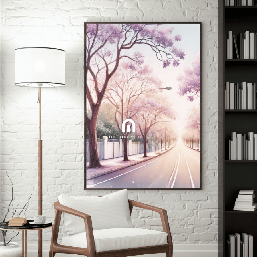 Jacaranda Dreamscape – Spring Trees Botanical Canvas Wall Art Print Decor Print Material