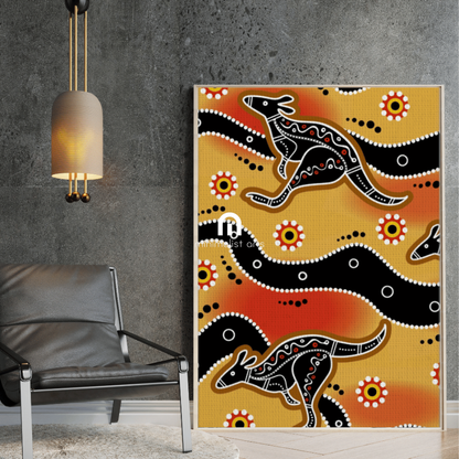 Kangaroo Dreaming – Aboriginal Canvas Wall Art | Stretched & Framed Print Material