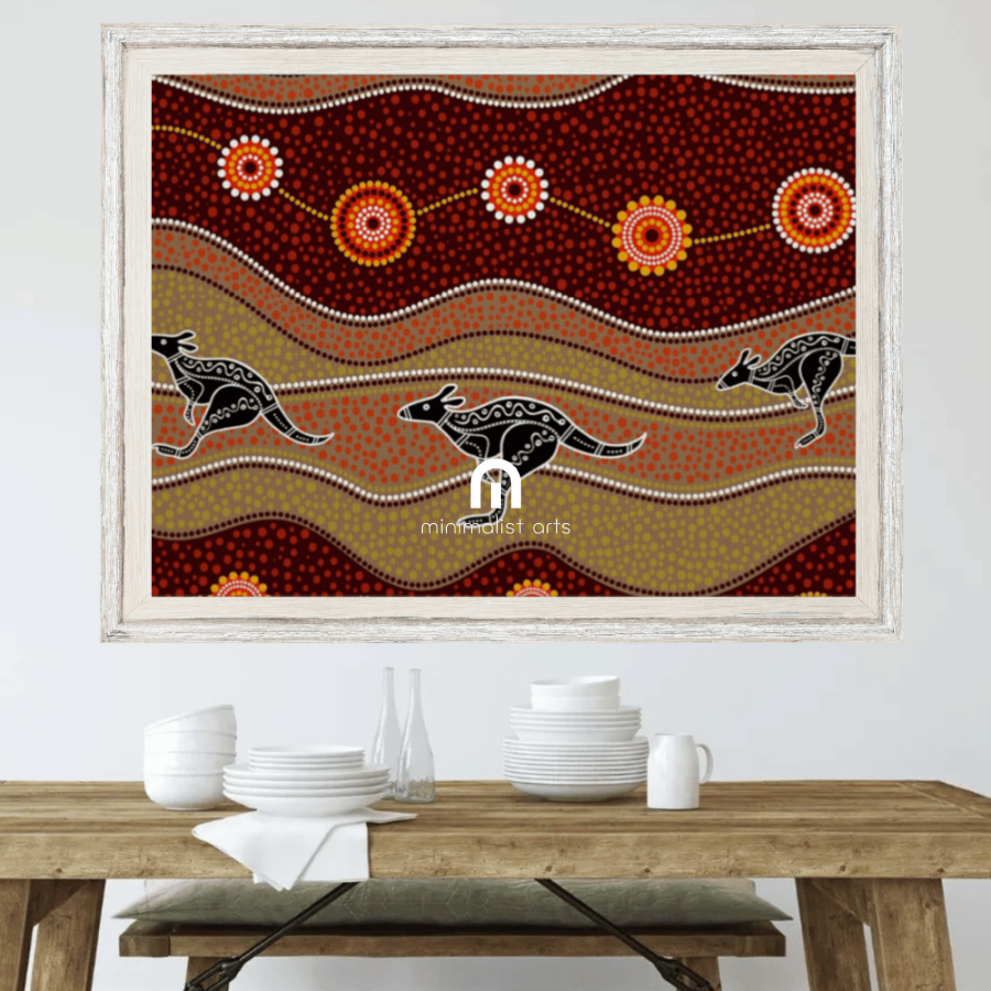 Kangaroo Dreaming – Path of Ancestors - Aboriginal Canvas Wall Art Print Material