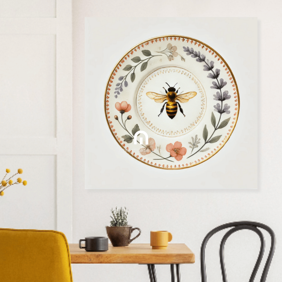 Lavender Bee and Meadow Garland Canvas Wall Art | Kitchen Wall Art | Dining Room Wall Art | Vintage Wall Art