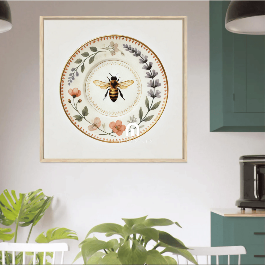 Lavender Bee and Meadow Garland Canvas Wall Art | Kitchen Wall Art | Dining Room Wall Art | Vintage Wall Art