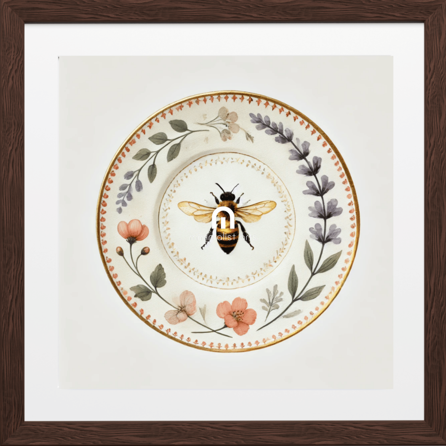 Lavender Bee and Meadow Garland Canvas Wall Art | Kitchen Wall Art | Dining Room Wall Art | Vintage Wall Art