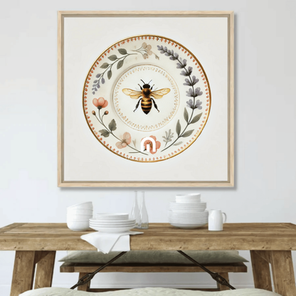 Lavender Bee and Meadow Garland Canvas Wall Art | Kitchen Wall Art | Dining Room Wall Art | Vintage Wall Art