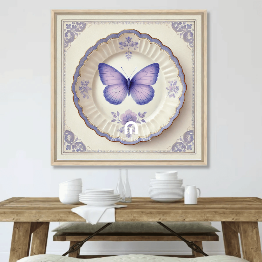 Lavender Lace and Butterfly Wall Art | Kitchen Wall Art | Dining Room Wall Art | Vintage Wall Art | Elegant