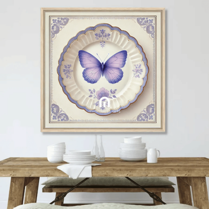 Lavender Lace and Butterfly Wall Art | Kitchen Wall Art | Dining Room Wall Art | Vintage Wall Art | Elegant