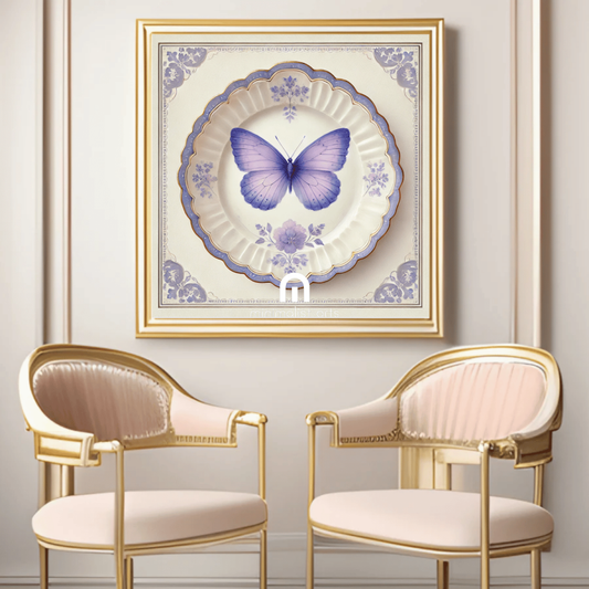 Lavender Lace and Butterfly Wall Art | Kitchen Wall Art | Dining Room Wall Art | Vintage Wall Art | Elegant