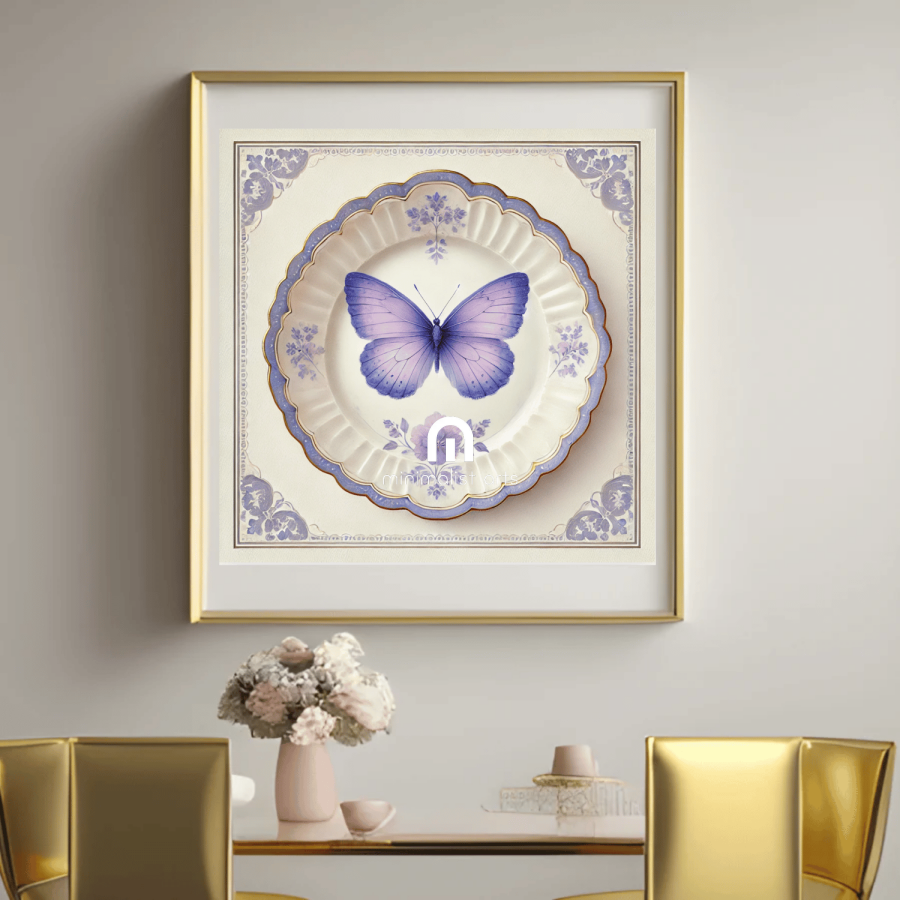 Lavender Lace and Butterfly Wall Art | Kitchen Wall Art | Dining Room Wall Art | Vintage Wall Art | Elegant