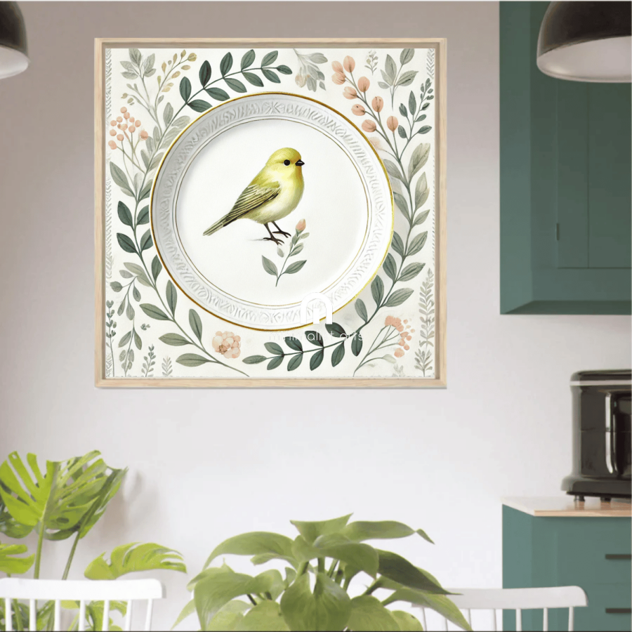 Lemon Finch and Laurel Wall Art | Bird Wall Art | Kitchen Wall Art | Dining Room Wall Art | Vintage Wall Art | Elegant