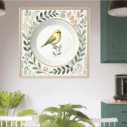 Lemon Finch and Laurel Wall Art | Bird Wall Art | Kitchen Wall Art | Dining Room Wall Art | Vintage Wall Art | Elegant