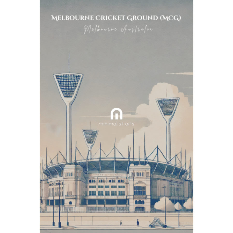 Melbourne Cricket Ground – Minimalist Watercolor Stadium Wall Art Print Decor Print Material
