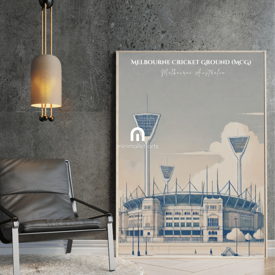 Melbourne Cricket Ground – Minimalist Watercolor Stadium Wall Art Print Decor Print Material