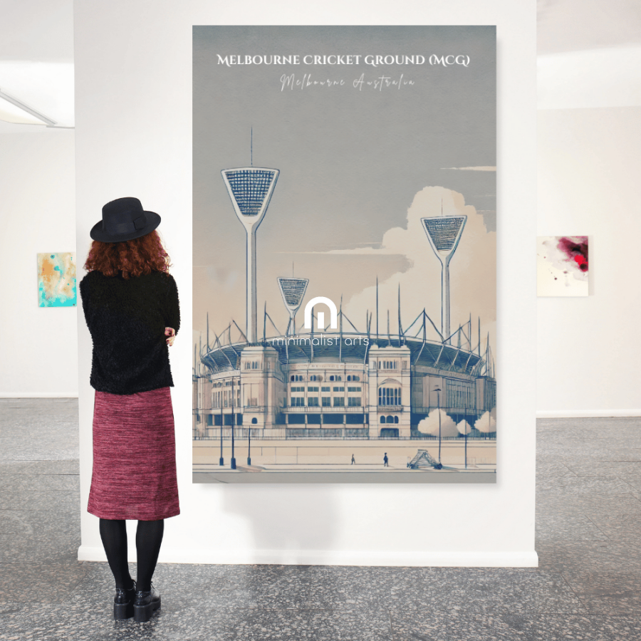 Melbourne Cricket Ground – Minimalist Watercolor Stadium Wall Art Print Decor Print Material