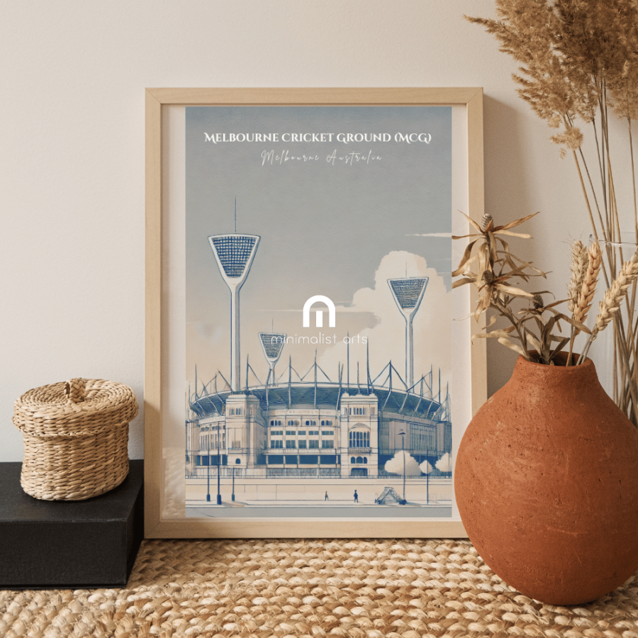 Melbourne Cricket Ground – Minimalist Watercolor Stadium Wall Art Print Decor Print Material