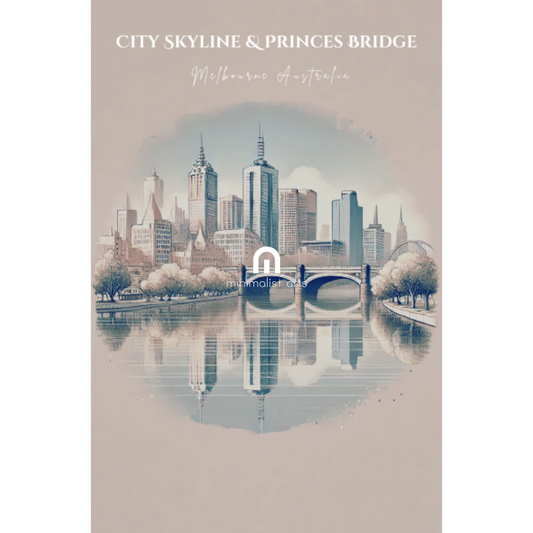 Melbourne Skyline – Minimalist Watercolor Cityscape Canvas Wall Art Print Decor Print Material