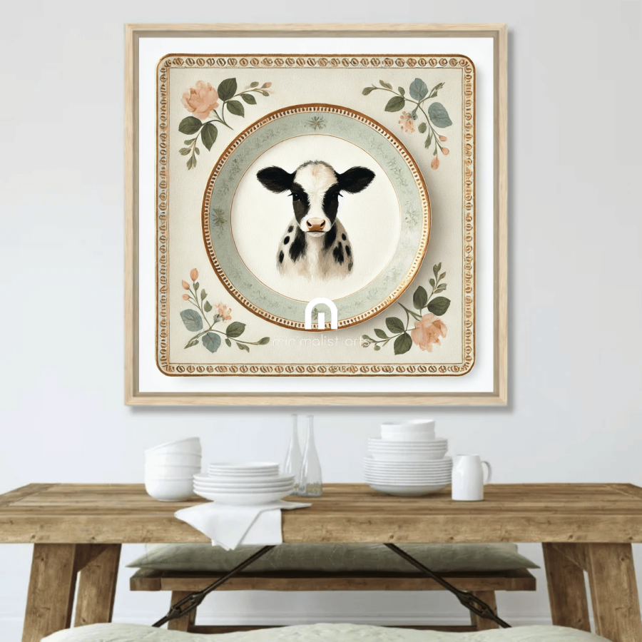 Milk & Mint – Quirky Vintage Kitchen Dining Wall Art Canvas | Stretched & Framed | Cow Wall Art (Copy) Stretched Canvas