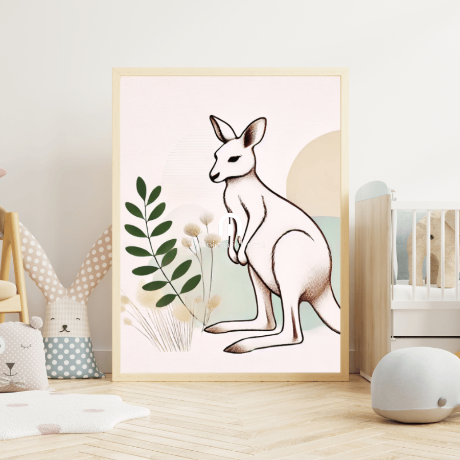 Minimalist Kangaroo Line Art – Australian Wildlife Botanical Print Decor Unframed Poster / 40x60 cm / 16x24″ / -Poster