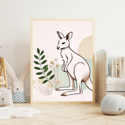 Minimalist Kangaroo Line Art – Australian Wildlife Botanical Print Decor Unframed Poster / 40x60 cm / 16x24″ / -Poster