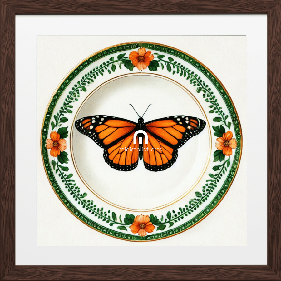 Monarch Bloom and Garden Plate Butterfly Wall Art | Kitchen Wall Art | Dining Room Wall Art | Vintage Wall Art
