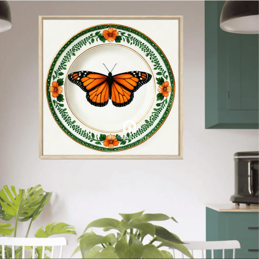 Monarch Bloom and Garden Plate Butterfly Wall Art | Kitchen Wall Art | Dining Room Wall Art | Vintage Wall Art