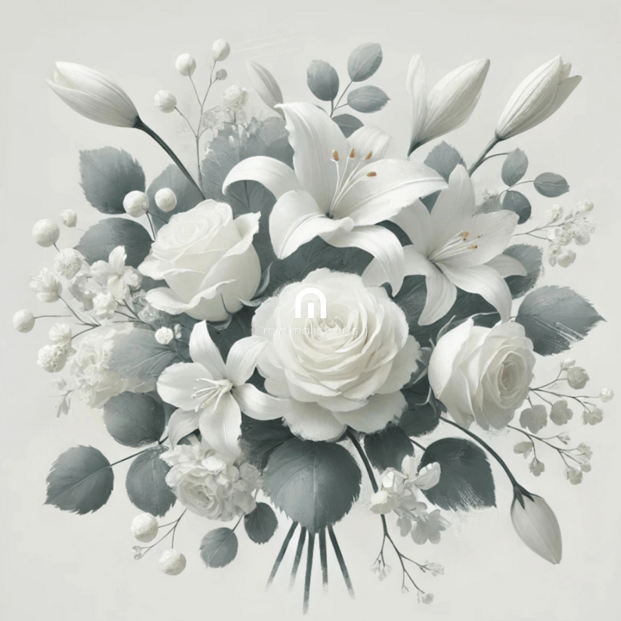 Monochrome Bloom Harmony Bouquet Flower Wall Art Print Print Material