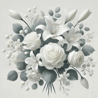 Monochrome Bloom Harmony Bouquet Flower Wall Art Print Print Material