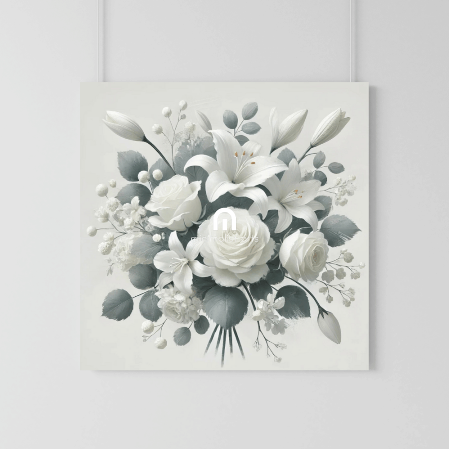 Monochrome Bloom Harmony Bouquet Flower Wall Art Print Print Material