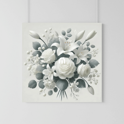 Monochrome Bloom Harmony Bouquet Flower Wall Art Print Print Material