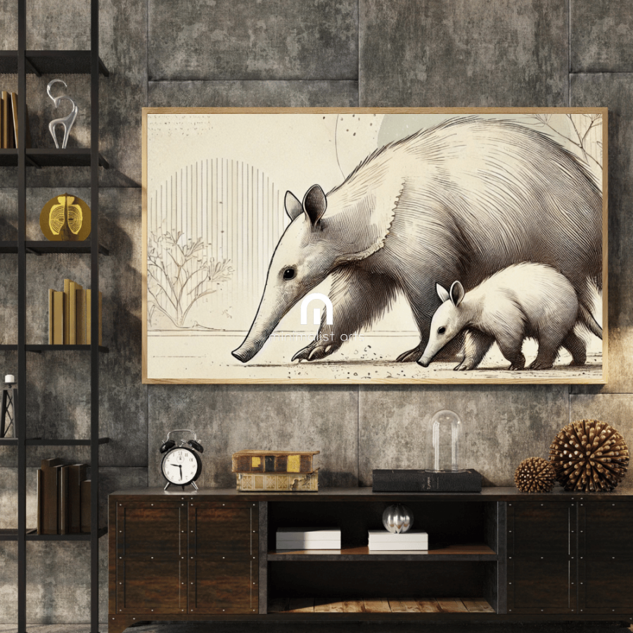 Mother and Cub Anteater Wall Art Print Print Material