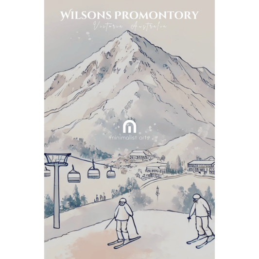 Mount Buller – Minimalist Ski Resort Canvas Wall Art Print Decor Print Material