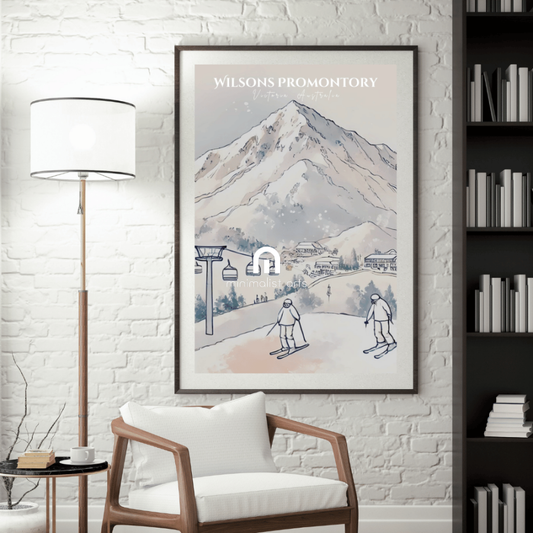 Mount Buller – Minimalist Ski Resort Canvas Wall Art Print Decor Unframed Poster / 40x60 cm / 16x24″ / -Poster Only-