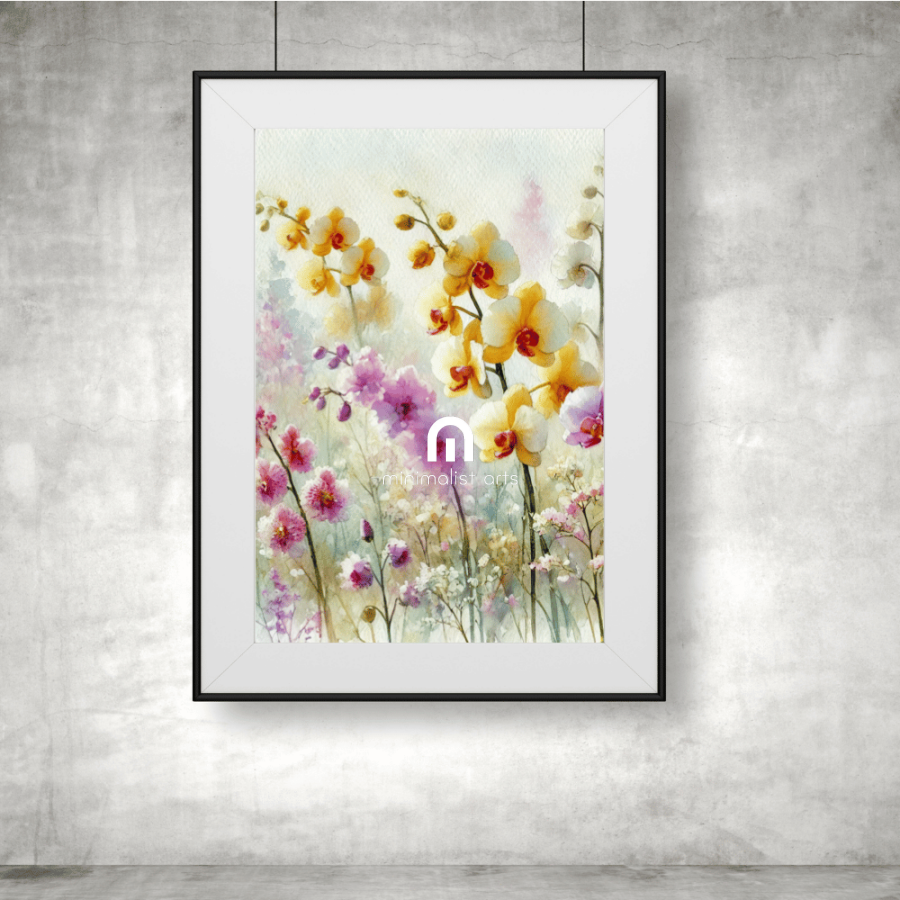 Orchid Bliss – Watercolor Floral Wall Art Print Material