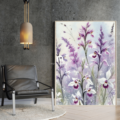 Orchid Bliss – Watercolor Floral Wall Art Print Material