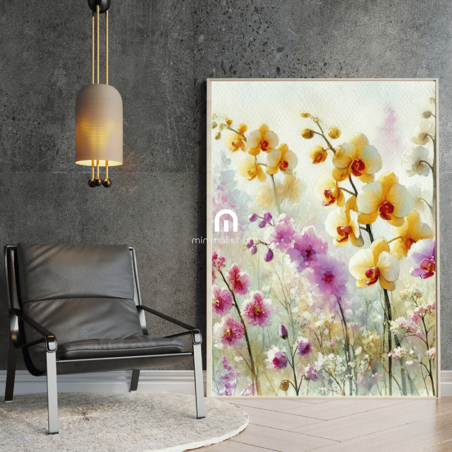 Orchid Bliss – Watercolor Floral Wall Art Print Material