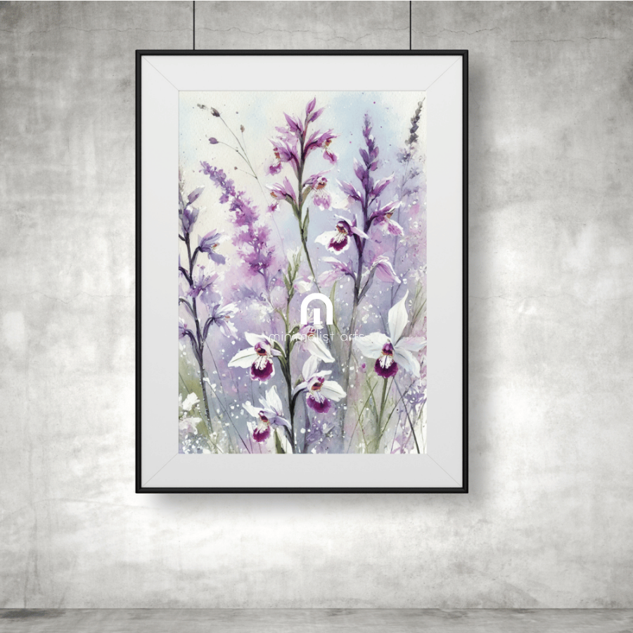 Orchid Bliss – Watercolor Floral Wall Art Print Material