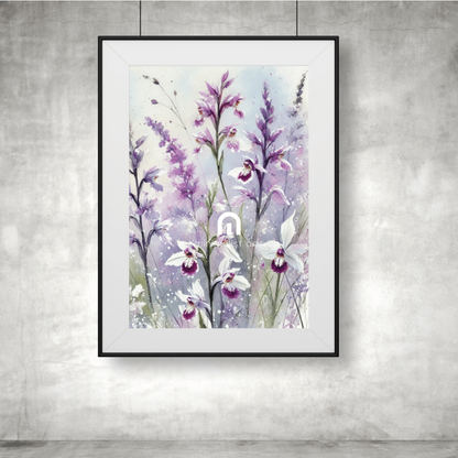 Orchid Bliss – Watercolor Floral Wall Art Print Material