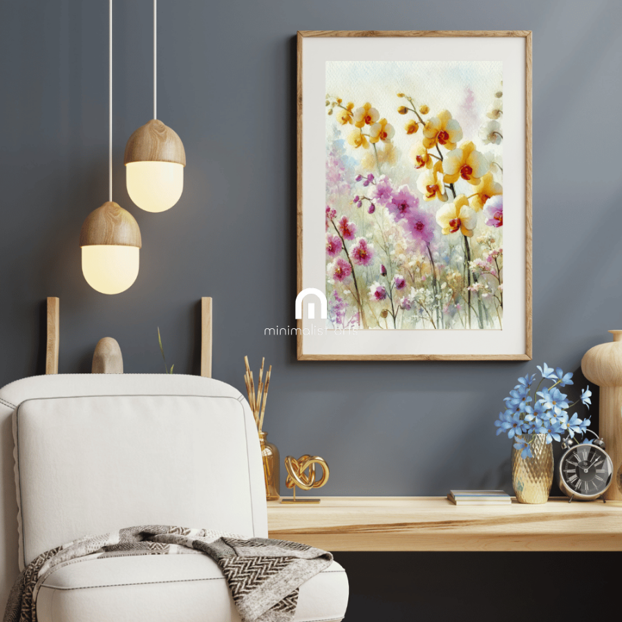 Orchid Bliss – Watercolor Floral Wall Art Print Material