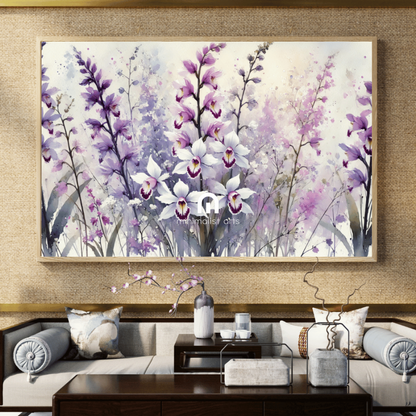 Orchid Elegance Flower Garden Wall Art Print Material