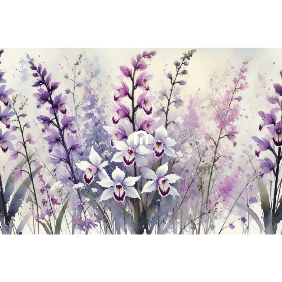 Orchid Elegance Flower Garden Wall Art Print Material