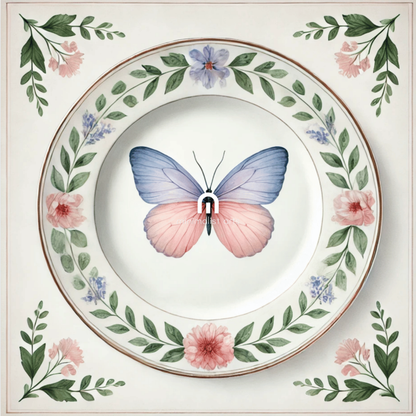 Pastel Wings and Bloom Butterfly Canvas Wall Art | Kitchen Wall Art | Dining Room Wall Art | Vintage Wall Art
