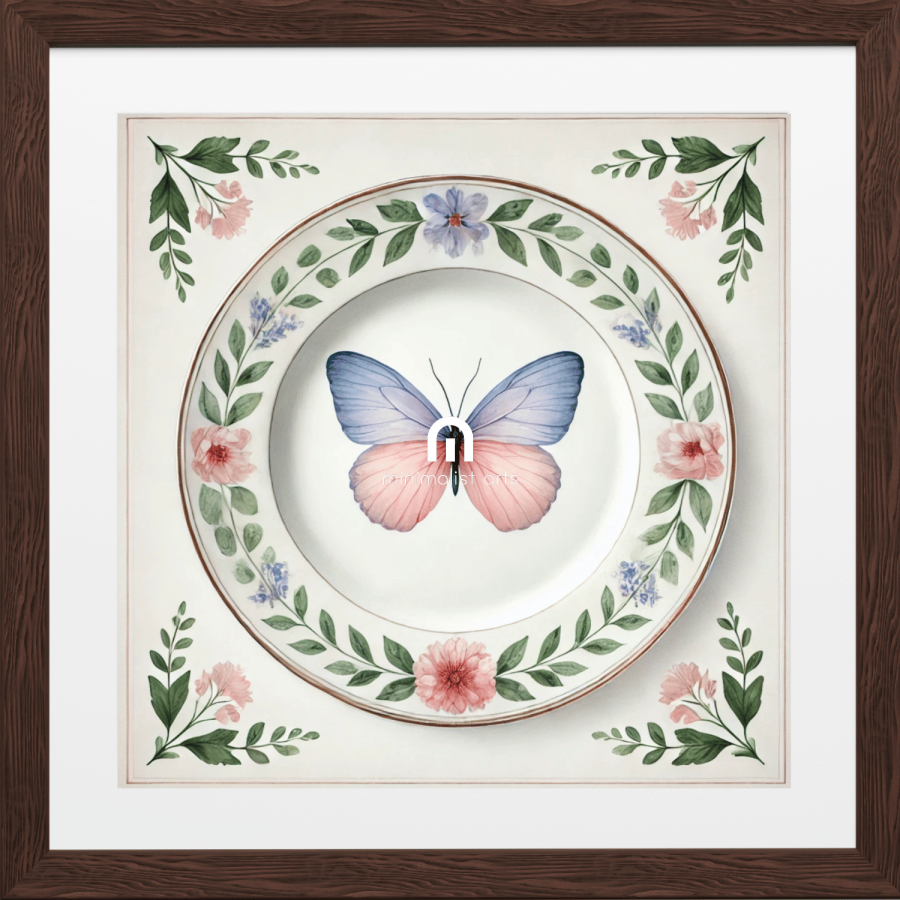 Pastel Wings and Bloom Butterfly Canvas Wall Art | Kitchen Wall Art | Dining Room Wall Art | Vintage Wall Art