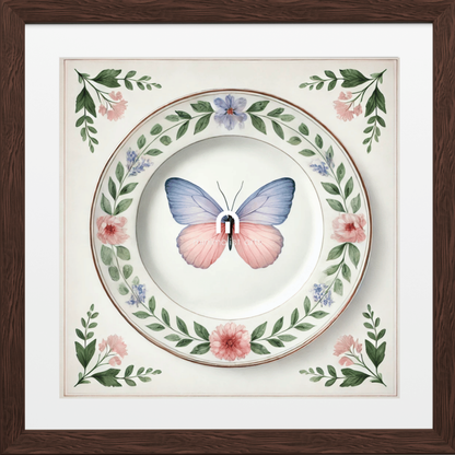 Pastel Wings and Bloom Butterfly Canvas Wall Art | Kitchen Wall Art | Dining Room Wall Art | Vintage Wall Art