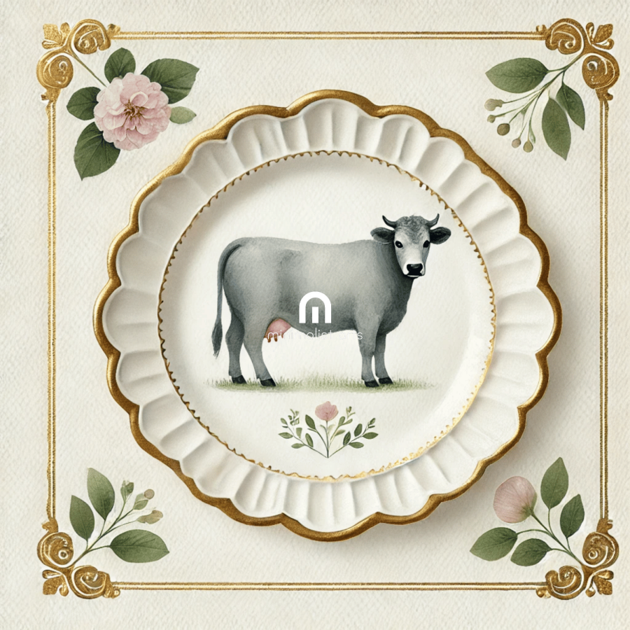 Pasture Grace – Quirky Vintage Kitchen Dining Wall Art Canvas | Stretched & Framed | Cow Wall Art Canvas Wall Art