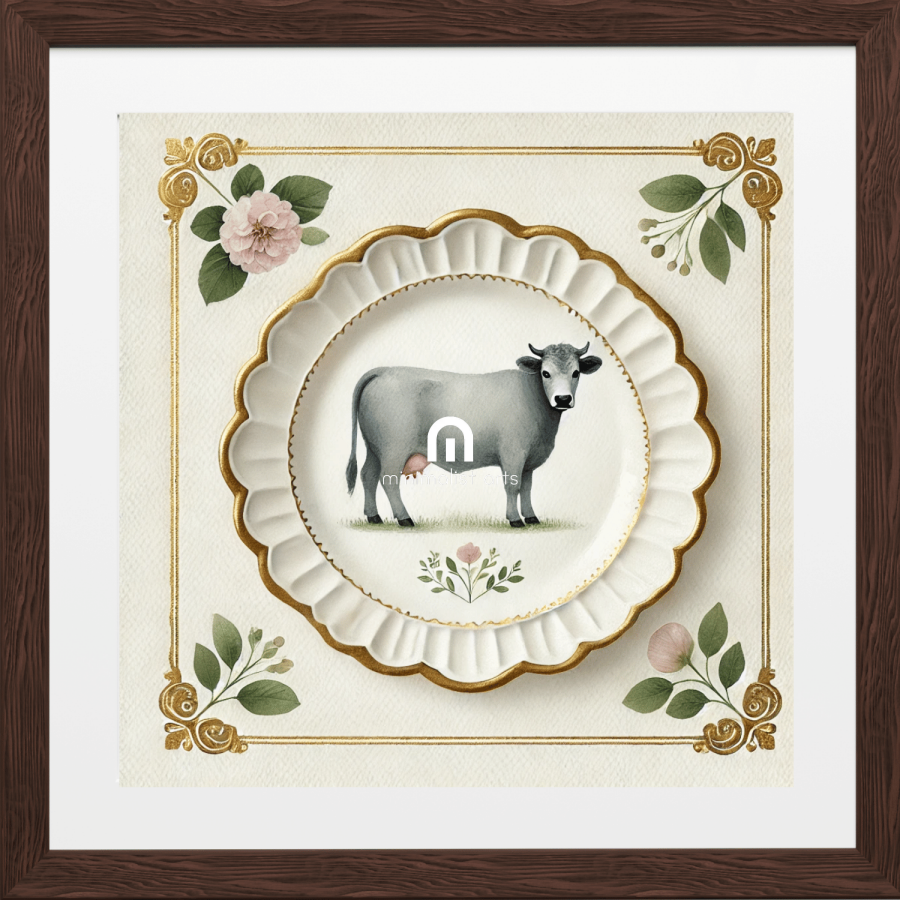 Pasture Grace – Quirky Vintage Kitchen Dining Wall Art Canvas | Stretched & Framed | Cow Wall Art Canvas Wall Art